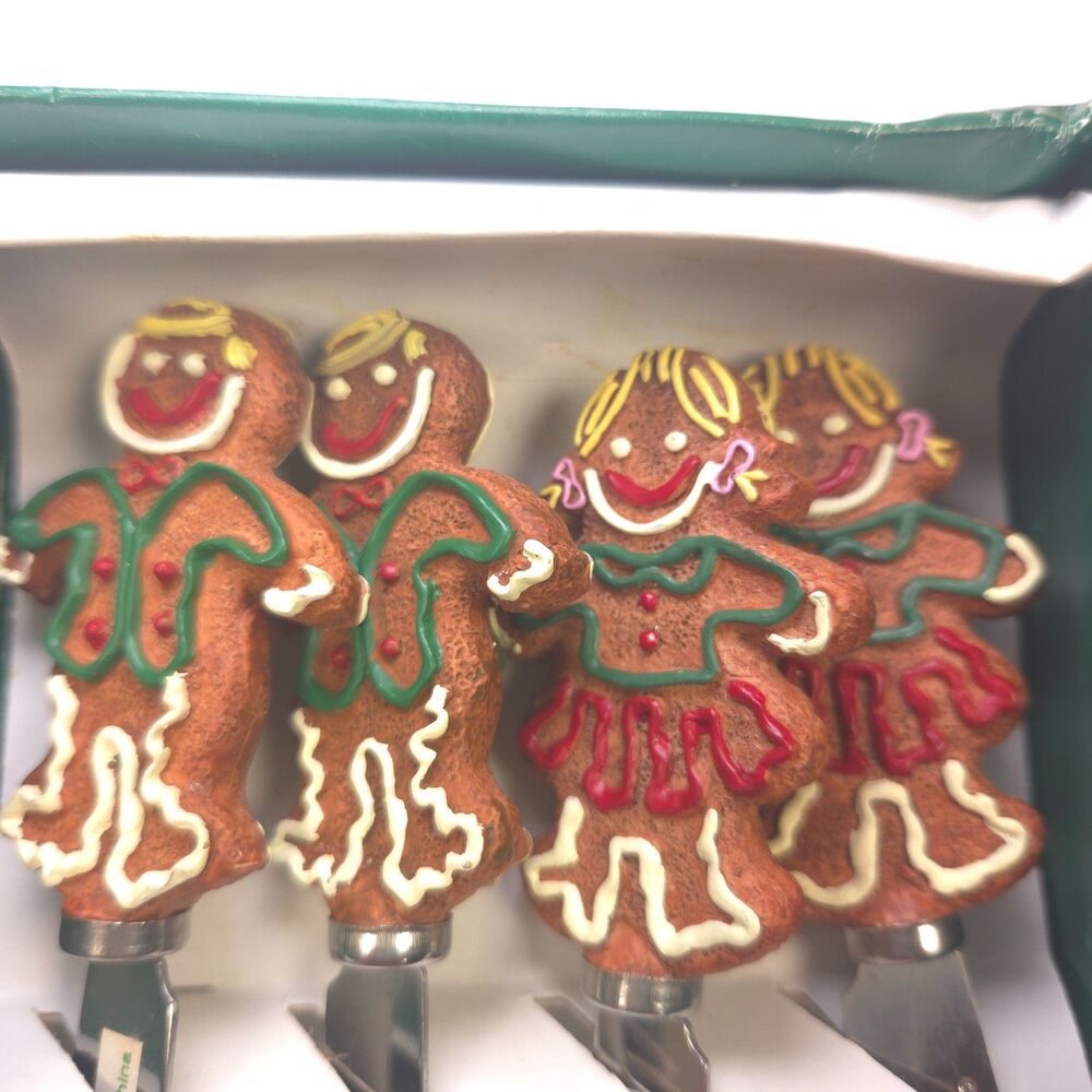 Vintage 1994 Boston Warehouse Gingerbread Spreader Set of 4 NIB Christmas